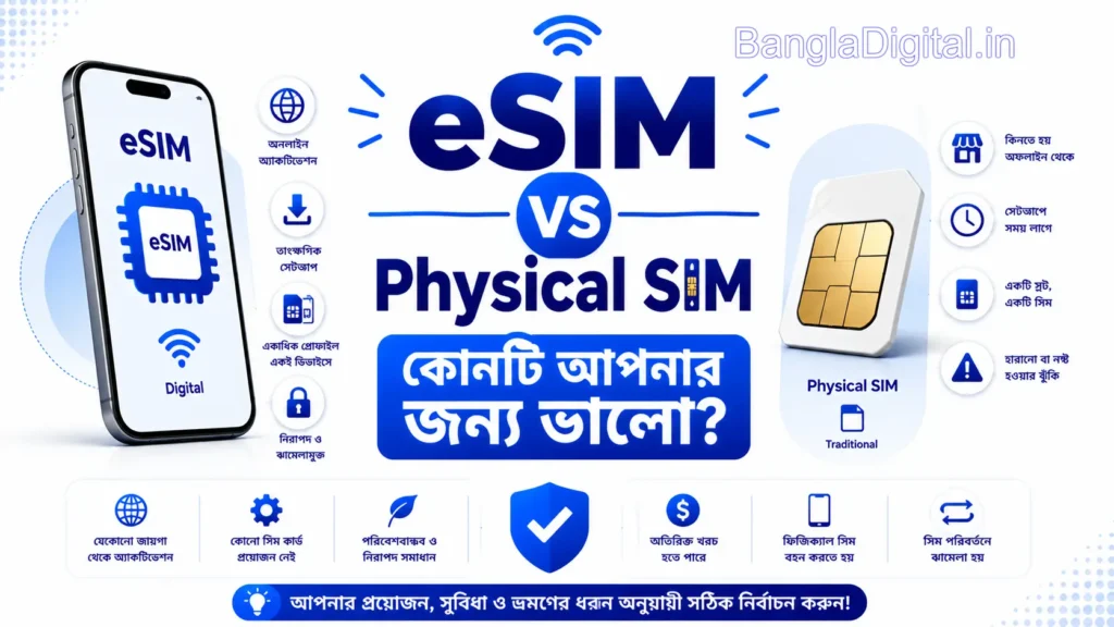 eSIM vs Physical SIM মূল পার্থক্য