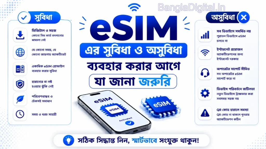 eSIM এর সুবিধা ও অসুবিধা