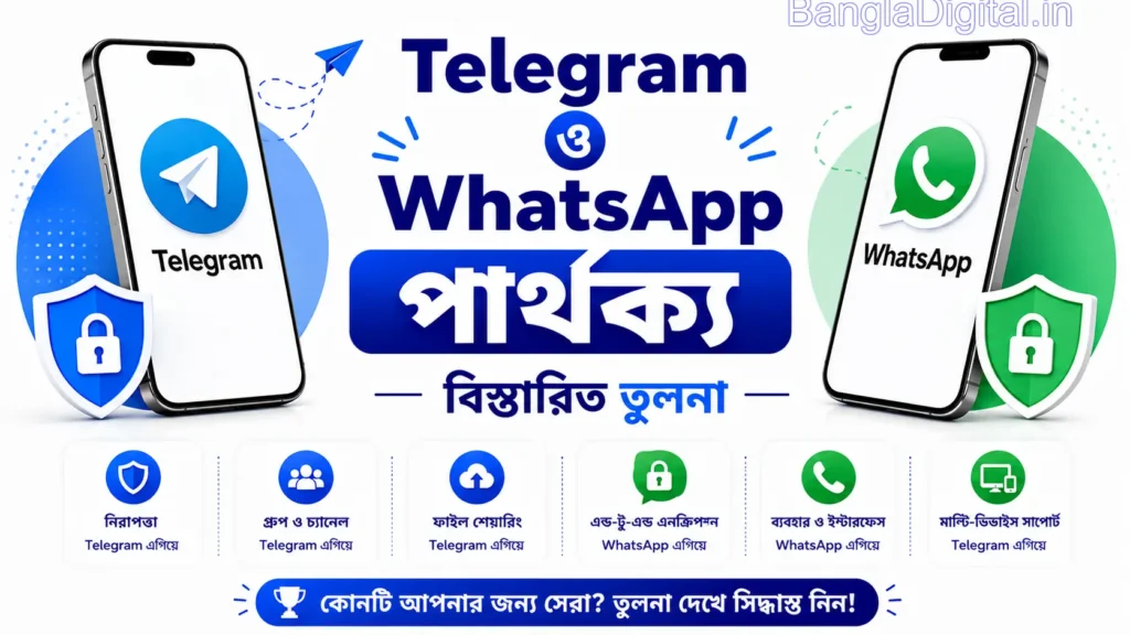 Telegram ও WhatsApp পার্থক্য — বিস্তারিত তুলনা