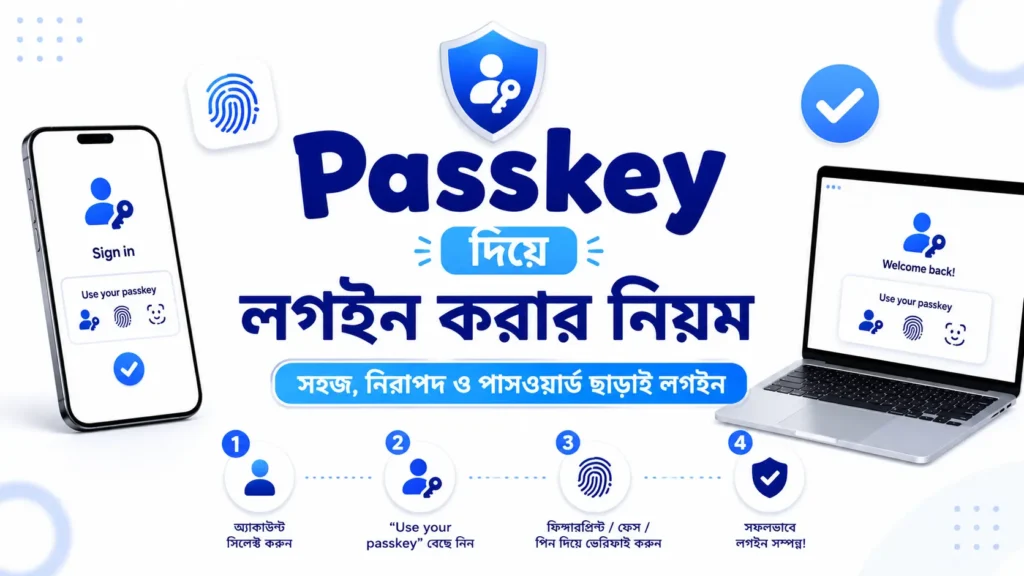 Passkey দিয়ে লগইন করার নিয়ম